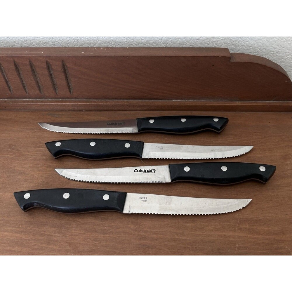 Cuisinart - 4 Piece Black Triple Rivet Steak Knife Set